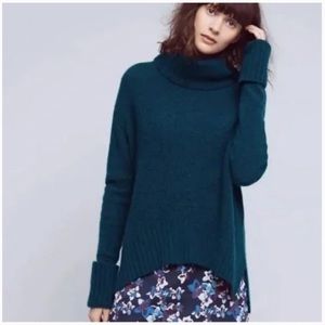 Anthropologie Moth Teal Turtleneck Sweater